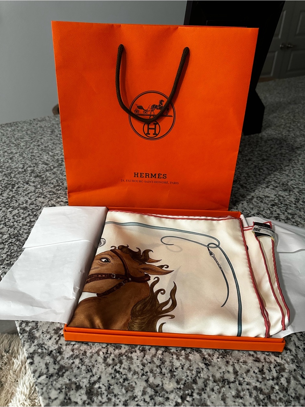 Hermes Equestrian Horse Print Silk Scarf - Cream, Brown, Green, Blue - Picture 3 of 6